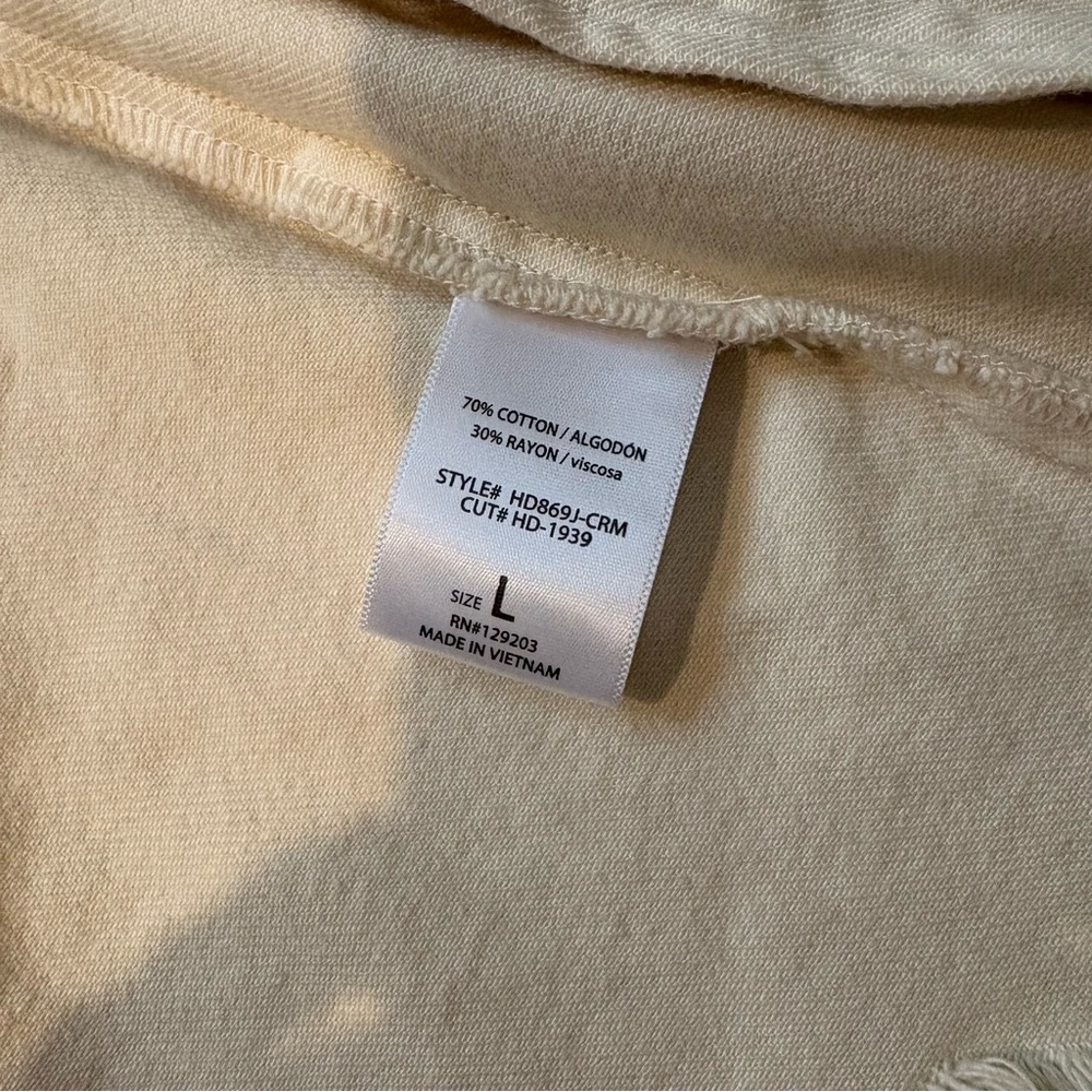 HIDDEN JEANS Rebel Fray Hem Denim Trucker Jacket in Cream, Sz L - Picture 16 of 16